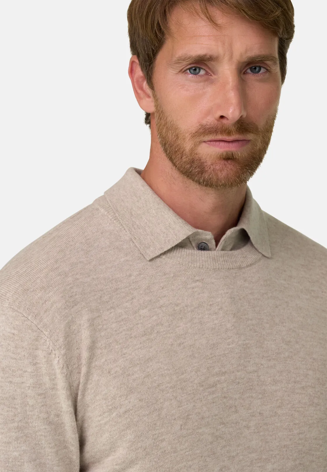 Boggi, Maglia Girocollo In Misto Cashmere, Uomo, Taupe, Taglia: M - immagine 3