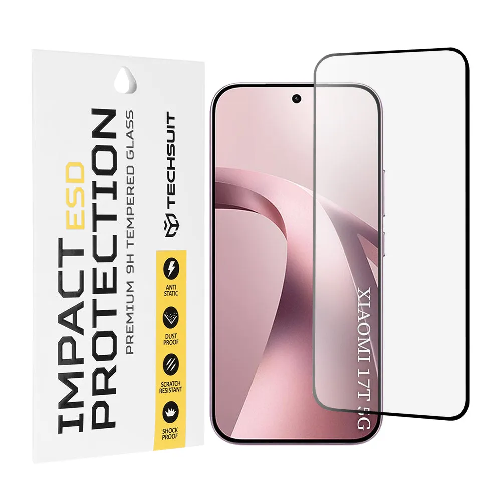 Pellicola protettiva per schermo Techsuit per Xiaomi 17T, Vetro temperato, Full Glue, Nero - immagine 1