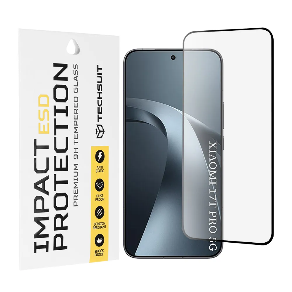 Pellicola protettiva per schermo Techsuit per Xiaomi 17T Pro, Vetro temperato, Full Glue, Nero - immagine 1
