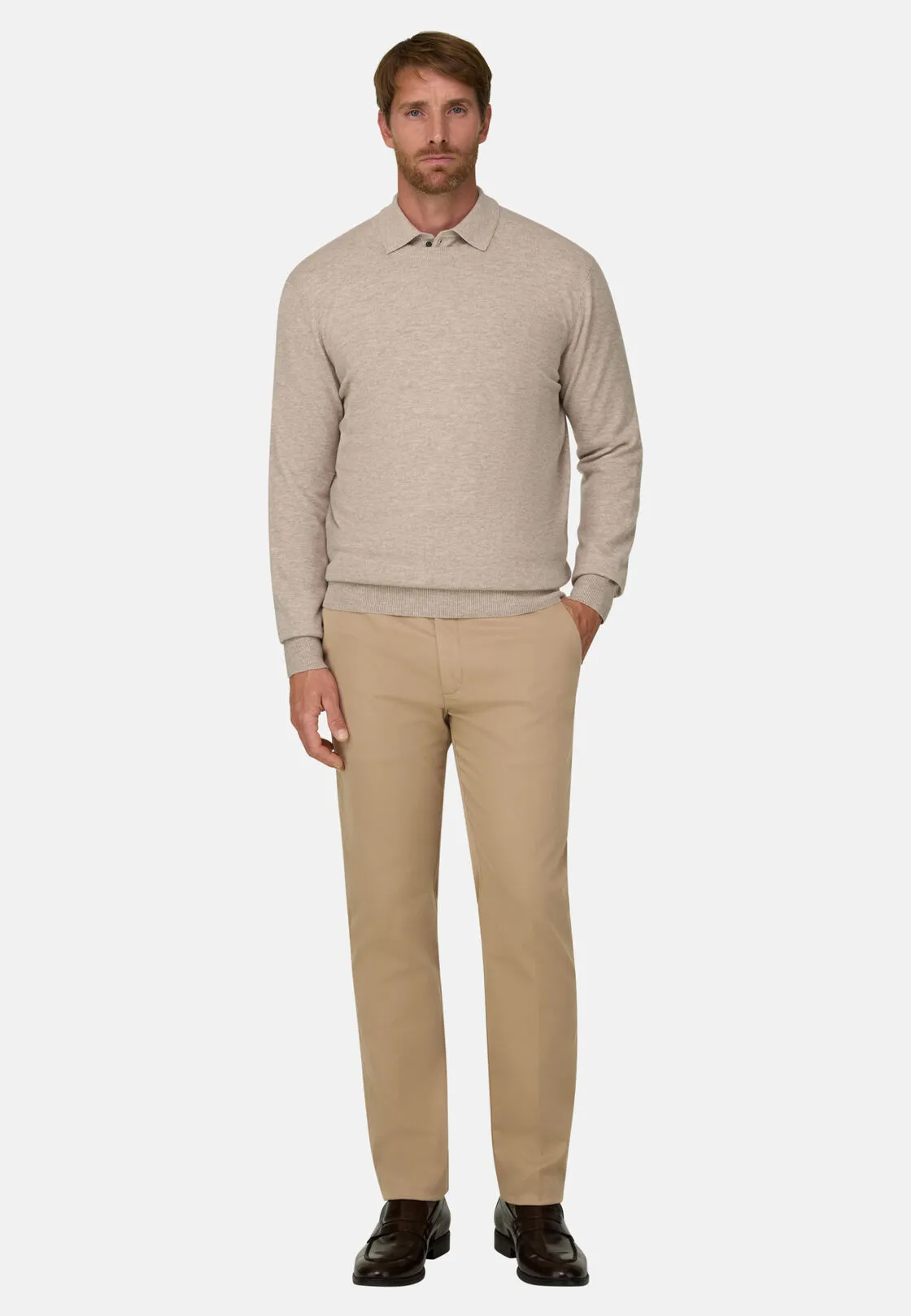 Boggi, Maglia Girocollo In Misto Cashmere, Uomo, Taupe, Taglia: S - immagine 2
