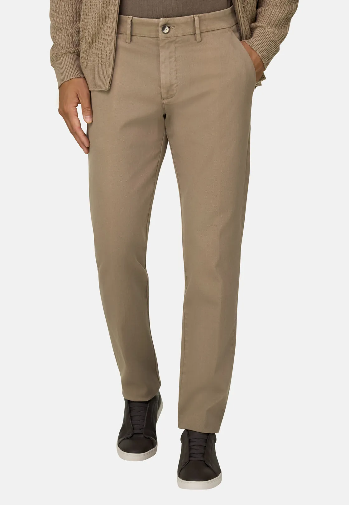 Boggi, Pantaloni In Cotone Elasticizzato, Uomo, Taupe, Taglia: 32 - immagine 1