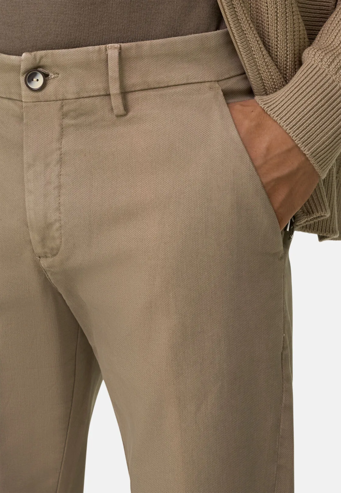 Boggi, Pantaloni In Cotone Elasticizzato, Uomo, Taupe, Taglia: 36 - immagine 3