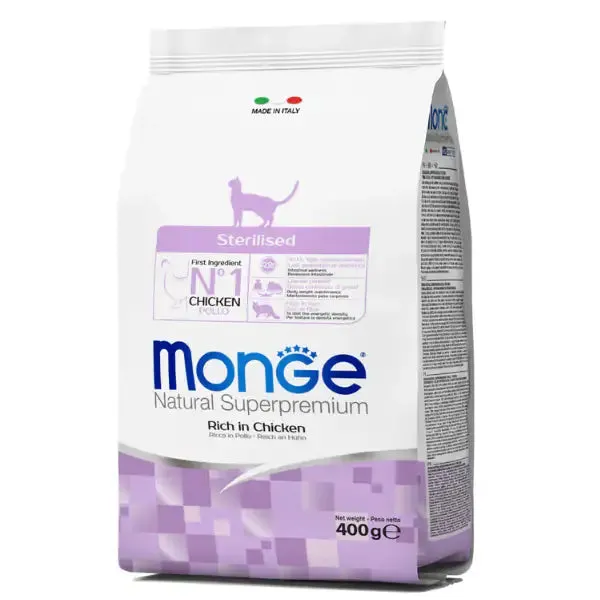 Monge Natural Superpremium Sterilised Ricco di Pollo 400 gr - Croccantini per gatti - immagine 1