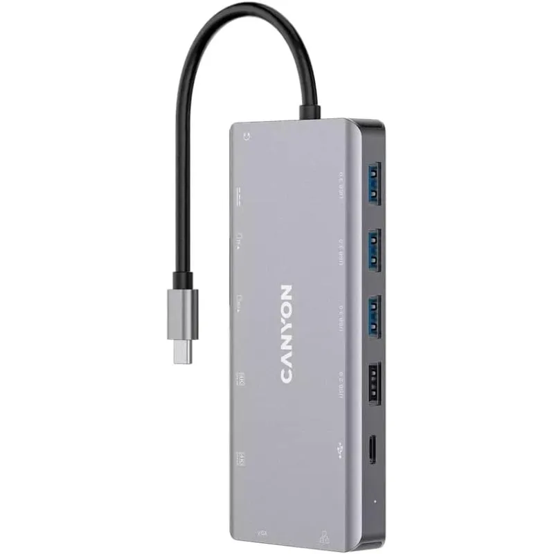 Canyon DS-12 Docking Station USB-C Multiporta 13 in 1 Grigio - immagine 1