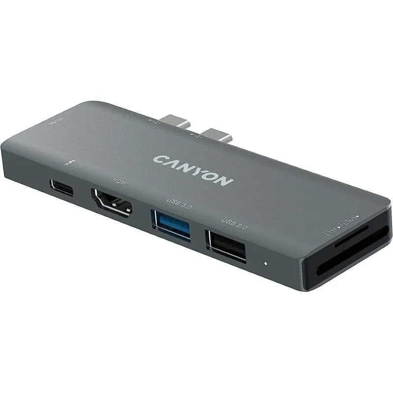 Canyon Docking Station USB-C Multiporta 7 in 1 Grigio - immagine 1