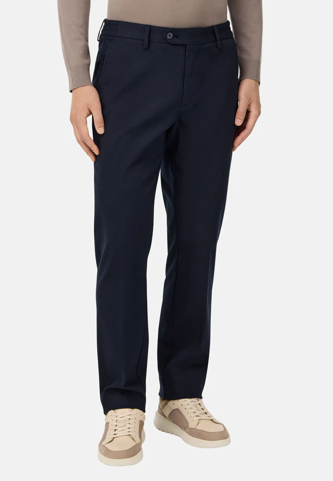 Boggi, Pantaloni In Cotone Tencel Elasticizzato, Uomo, Navy, Taglia: 31 - immagine 1