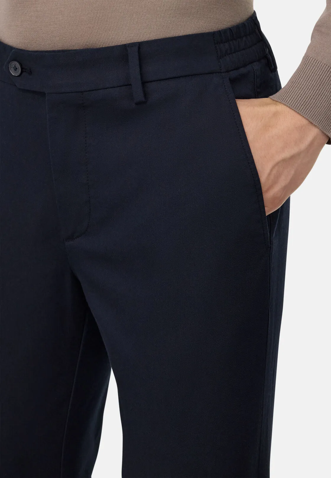 Boggi, Pantaloni In Cotone Tencel Elasticizzato, Uomo, Navy, Taglia: 33 - immagine 4