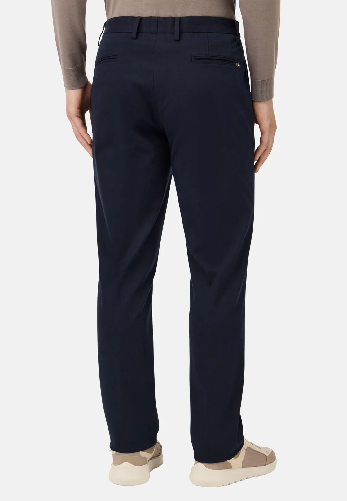 Boggi, Pantaloni In Cotone Tencel Elasticizzato, Uomo, Navy, Taglia: 38 - immagine 3