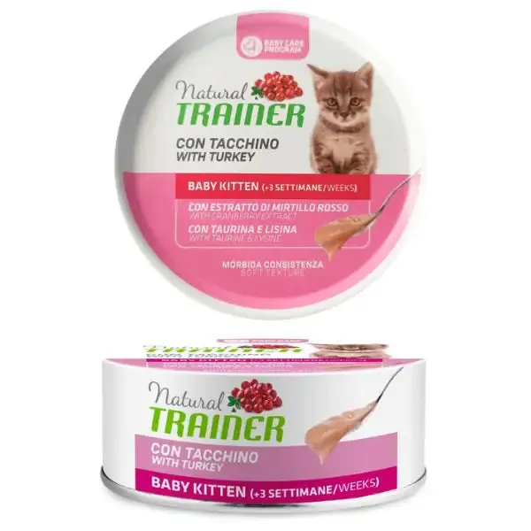 Natural Trainer Baby Kitten con tacchino 80 gr Tacchino - confezione da 24 pezzi - Cibo umido per gatti - immagine 1