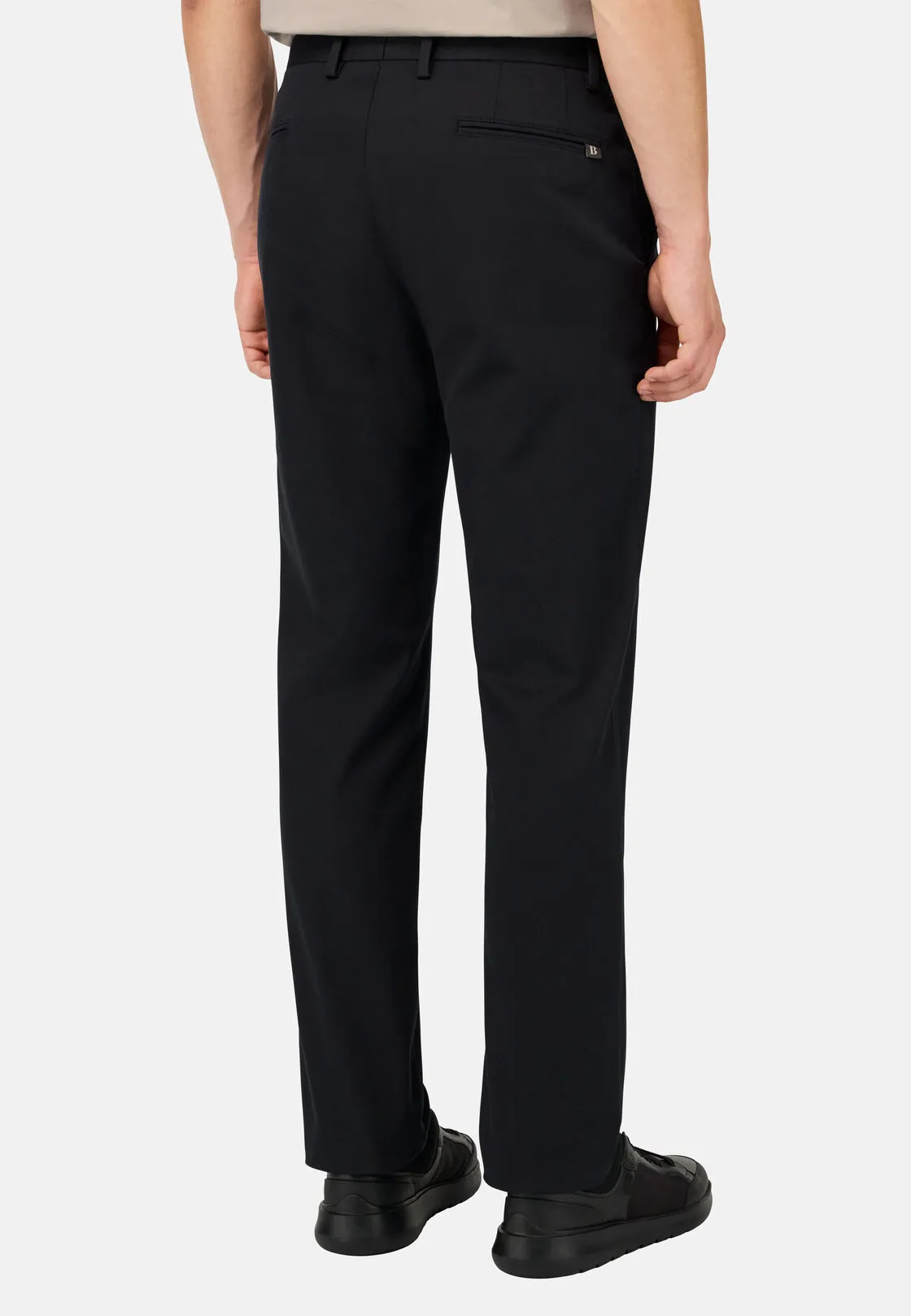 Boggi, Pantaloni In Cotone Tencel Elasticizzato, Uomo, Nero, Taglia: 38 - immagine 3
