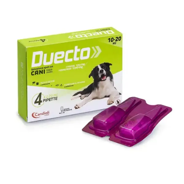 Candioli Pharma Duecto Spot On 4 pipette per cani 4 pipette peso 10-20 kg - Antiparassitario per cani - immagine 1