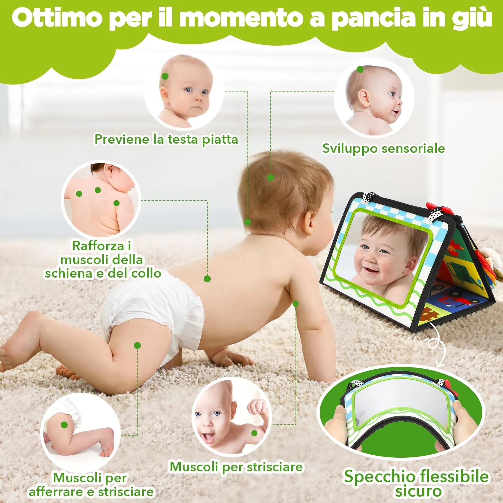 URMYWO Giochi Neonato 0-12 Mesi, Grande Libro Sensoriale Neonati Tummy Time - immagine 5
