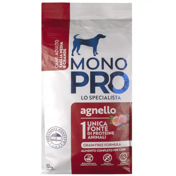 Monopro lo specialista Adult Medium/Large Grain Free Agnello 12 kg - Crocchette monoproteiche cane - immagine 1