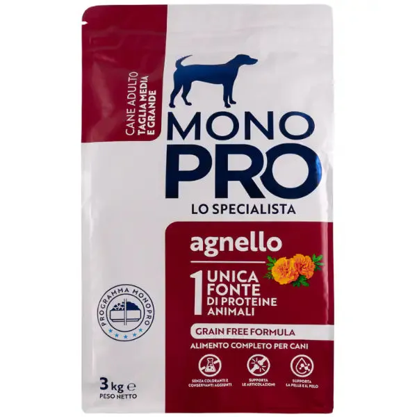 Monopro lo specialista Adult Medium/Large Grain Free Agnello 3 kg - Crocchette monoproteiche cane - immagine 1