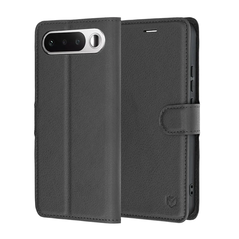 Custodia per Realme 16, Techsuit, Leather Folio, Nera - immagine 1