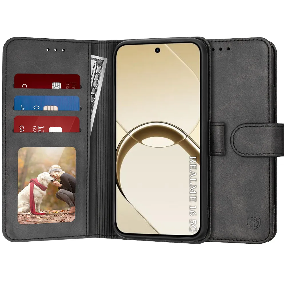 Custodia per Realme 16, Techsuit, Diary Book, Nera - immagine 1