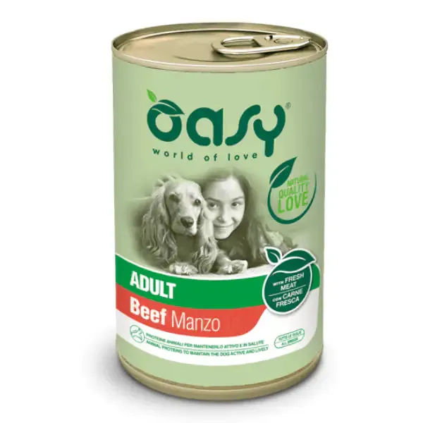 Oasy Lifestage Dog Paté Adult 400 gr Manzo - confezione da 12 pezzi - Cibo umido per cani - immagine 1