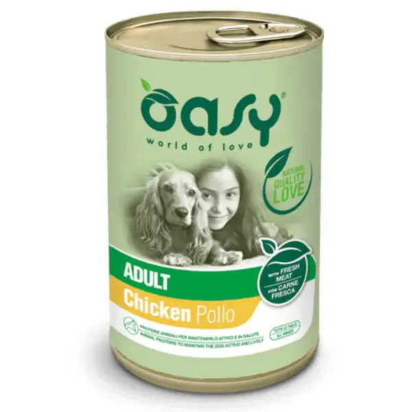 Oasy Lifestage Dog Paté Adult 400 gr Pollo - confezione da 12 pezzi - Cibo umido per cani - immagine 1