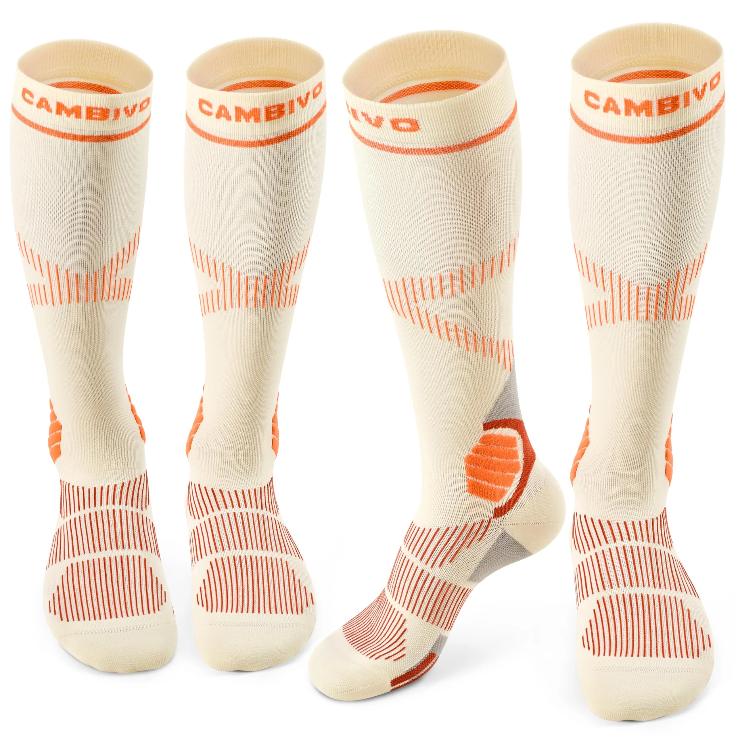 CAMBIVO Calze Compressione Graduata Donna Uomo 2Paia, Gambaletti Compressione Graduata 15-20 mmHg, Calze Elastiche a Compressione Antitrombo, Calzini Lunghe per Vene Varicose, Aereo, Sportive, Corsa - immagine 1