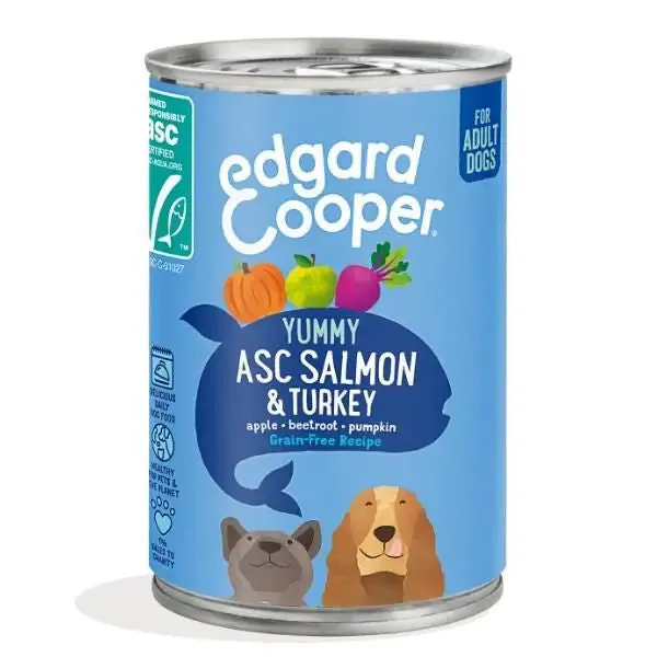 Edgard & Cooper Adult Grain Free 400 gr Salmone e tacchino - confezione da 6 pezzi - Cibo umido per cani - immagine 1