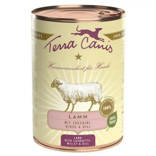 Terra Canis Classic Adult All Sizes 400 gr Agnello con zucchine, miglio e aneto - confezione da 6 pezzi - Cibo umido per cani - immagine 1