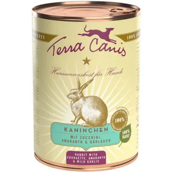 Terra Canis Classic Adult All Sizes 400 gr Coniglio con zucchine amaranto e aglio orsino - confezione da 6 pezzi - Cibo umido per cani - immagine 1
