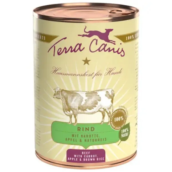 Terra Canis Classic Adult All Sizes 400 gr Manzo con carote, mela e riso integrale - confezione da 6 pezzi - Cibo umido per cani - immagine 1