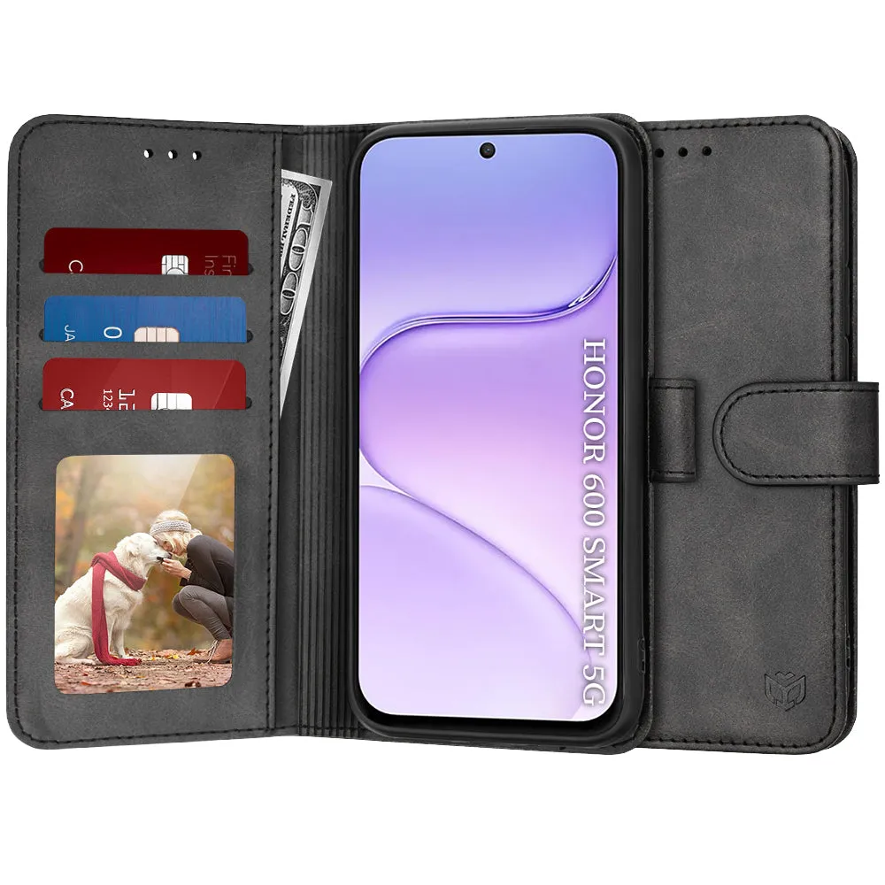 Custodia per Honor 600 Smart, Techsuit, Diary Book, Nera - immagine 1
