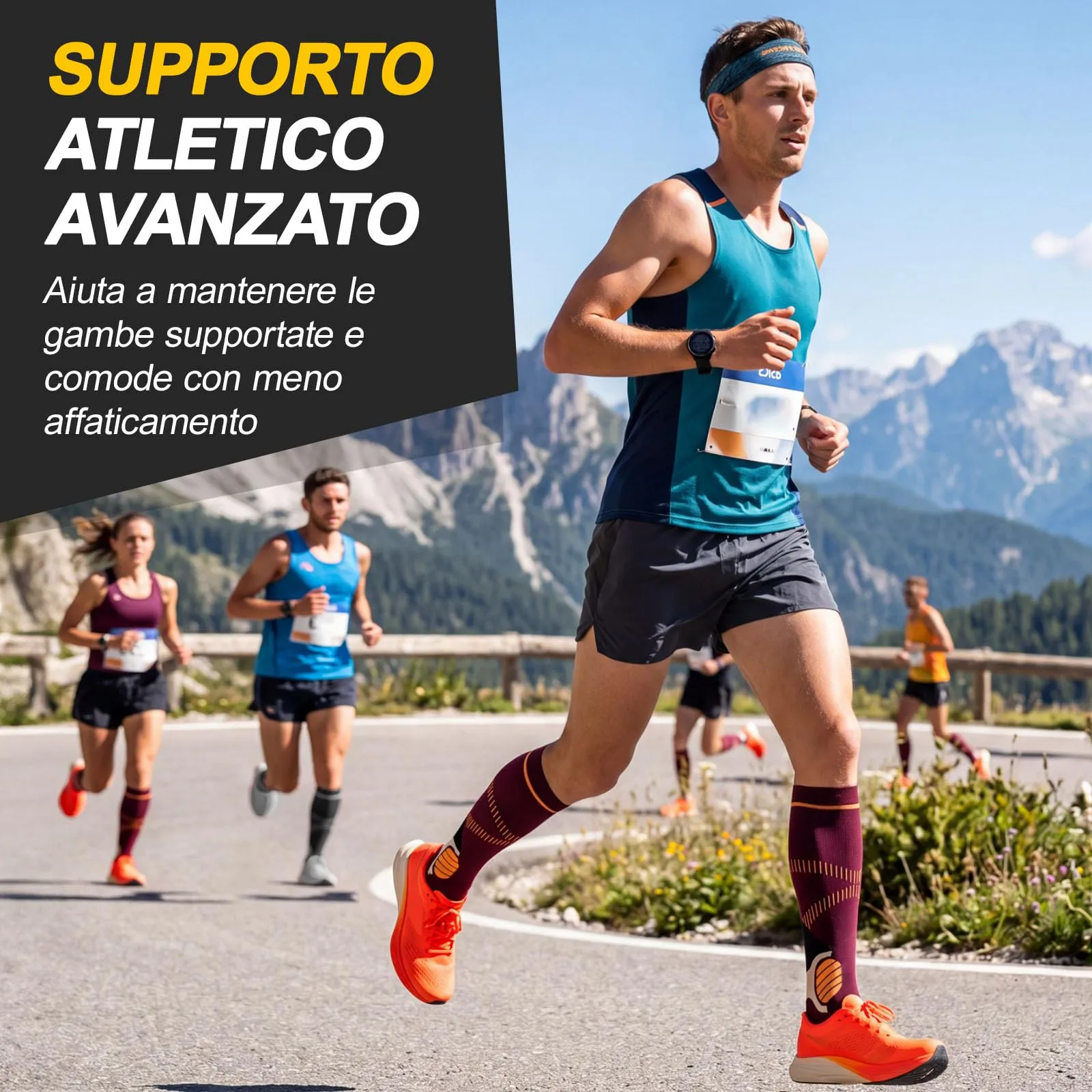 CAMBIVO Calze Compressione Graduata Donna Uomo 2Paia, Gambaletti Compressione Graduata 15-20 mmHg, Calze Elastiche a Compressione Antitrombo, Calzini Lunghe per Vene Varicose, Aereo, Sportive, Corsa - immagine 5