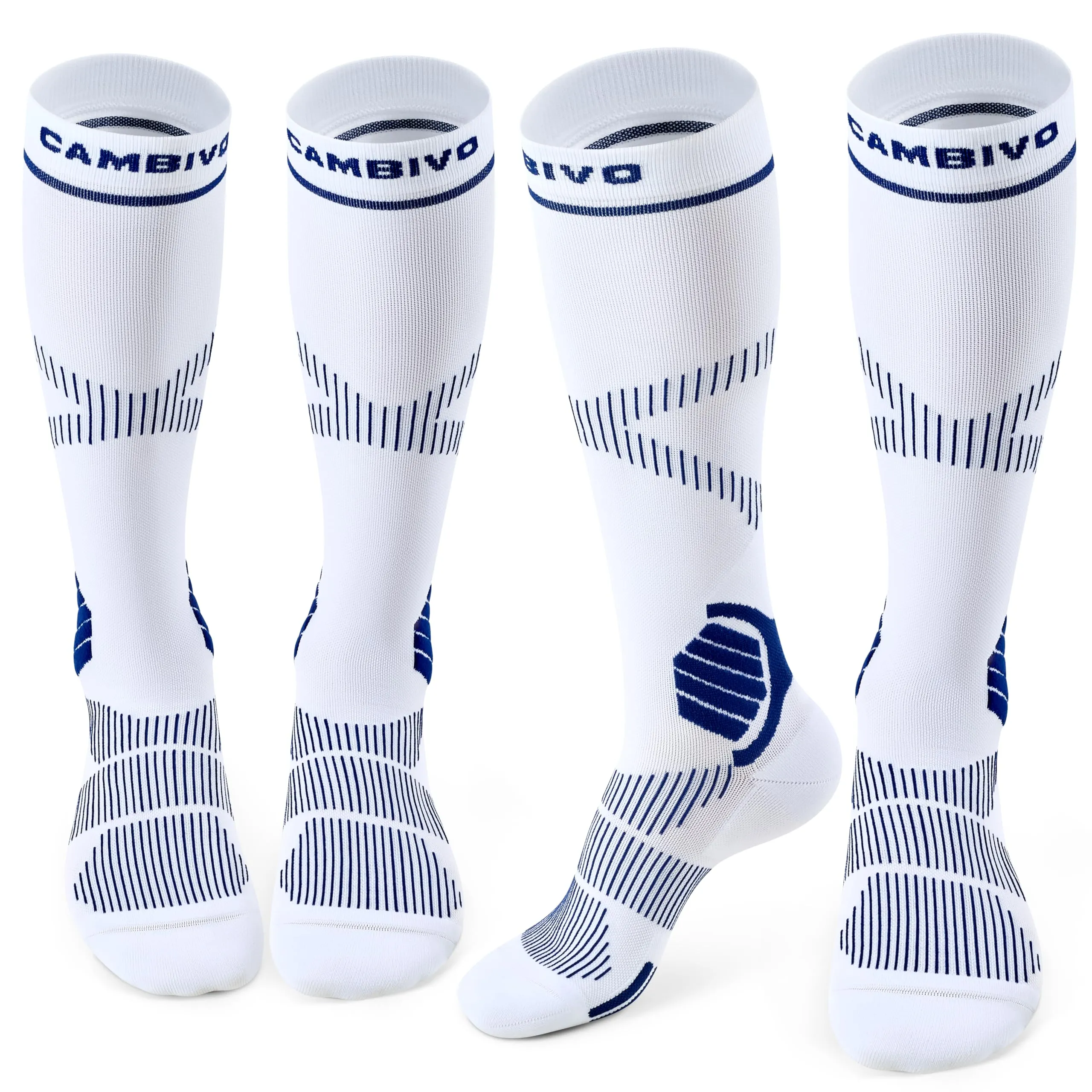 CAMBIVO Calze Compressione Graduata Donna Uomo 2Paia, Gambaletti Compressione Graduata 15-20 mmHg, Calze Elastiche a Compressione Antitrombo, Calzini Lunghe per Vene Varicose, Aereo, Sportive, Corsa - immagine 1