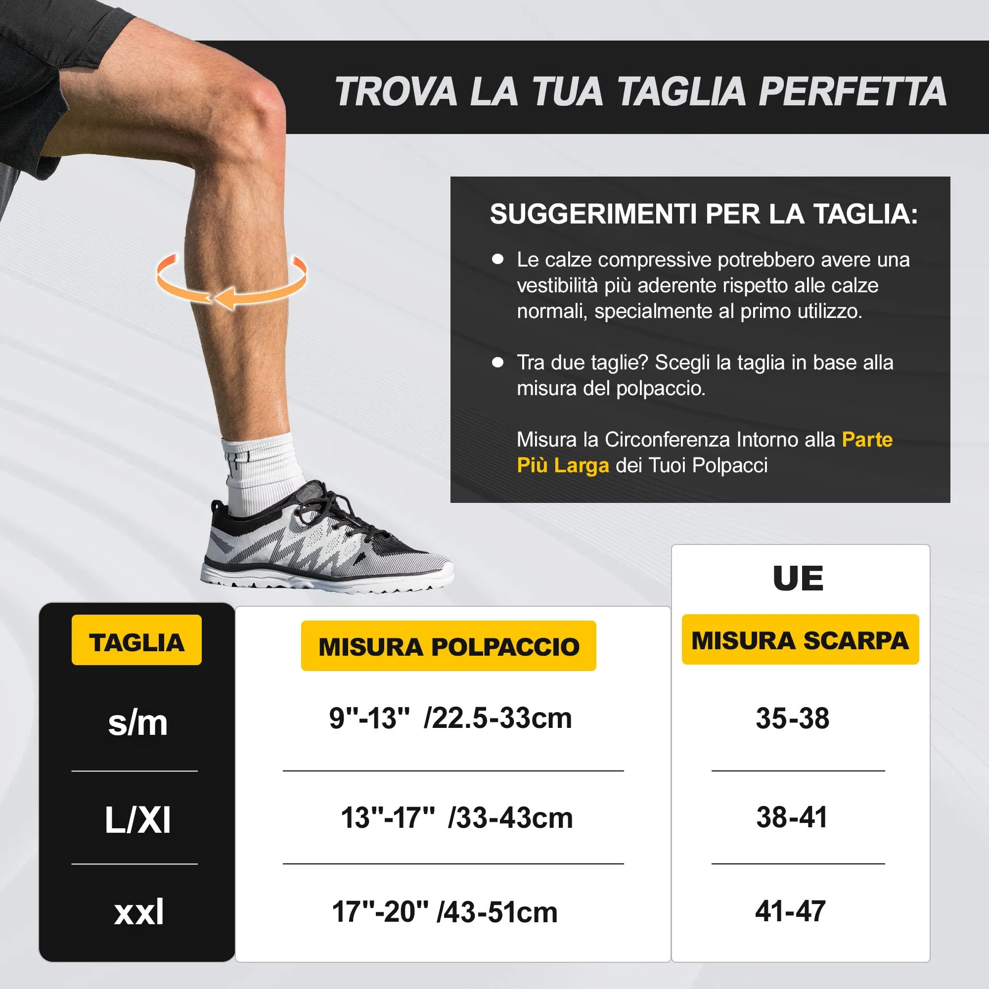 CAMBIVO Calze Compressione Graduata Donna Uomo 2Paia, Gambaletti Compressione Graduata 15-20 mmHg, Calze Elastiche a Compressione Antitrombo, Calzini Lunghe per Vene Varicose, Aereo, Sportive, Corsa - immagine 4