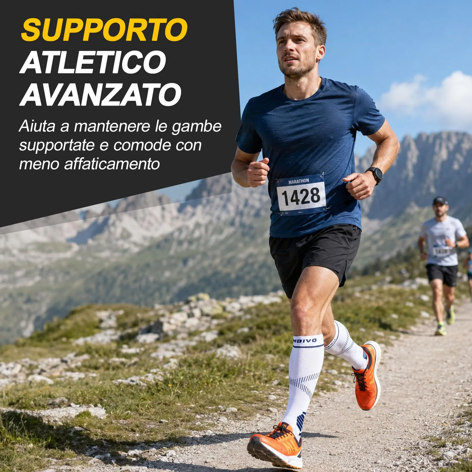 CAMBIVO Calze Compressione Graduata Donna Uomo 2Paia, Gambaletti Compressione Graduata 15-20 mmHg, Calze Elastiche a Compressione Antitrombo, Calzini Lunghe per Vene Varicose, Aereo, Sportive, Corsa - immagine 5