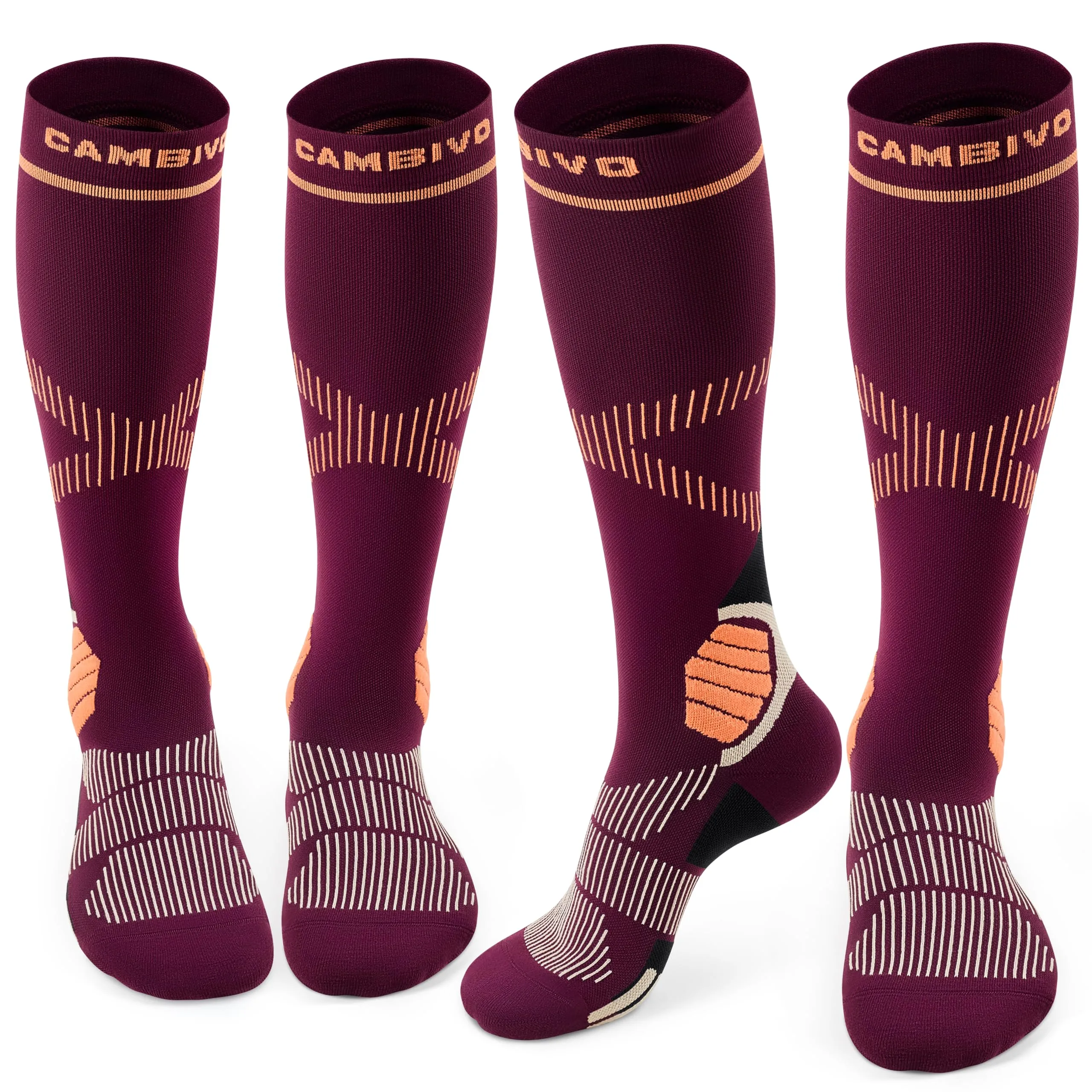 CAMBIVO Calze Compressione Graduata Donna Uomo 2Paia, Gambaletti Compressione Graduata 15-20 mmHg, Calze Elastiche a Compressione Antitrombo, Calzini Lunghe per Vene Varicose, Aereo, Sportive, Corsa - immagine 1