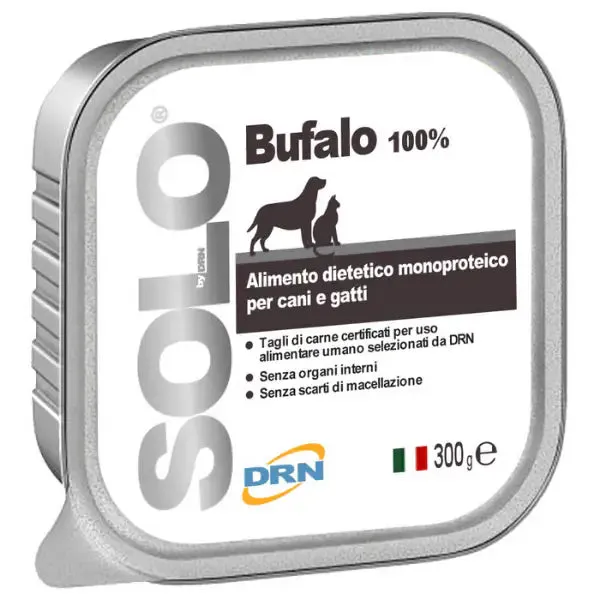 DRN Solo alimento monoproteico cane e gatto 300 gr Bufalo - confezione da 6 pezzi - immagine 1