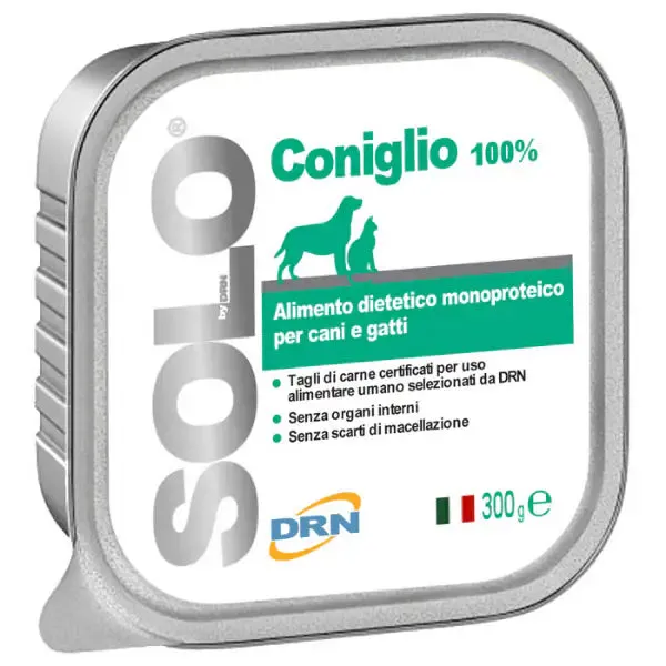 DRN Solo alimento monoproteico cane e gatto 300 gr Coniglio - confezione da 6 pezzi - immagine 1