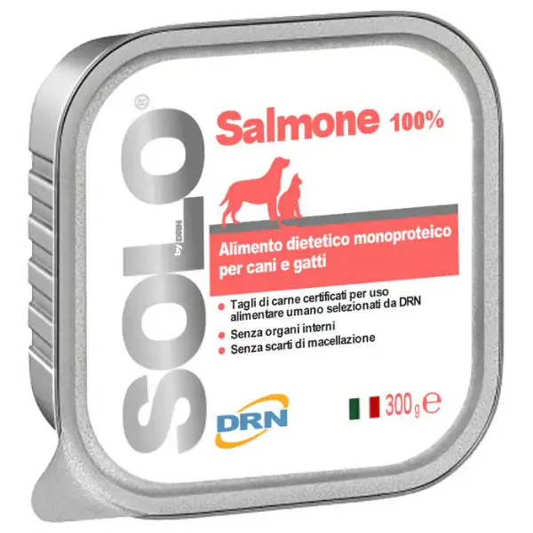 DRN Solo alimento monoproteico cane e gatto 300 gr Salmone - confezione da 6 pezzi - immagine 1