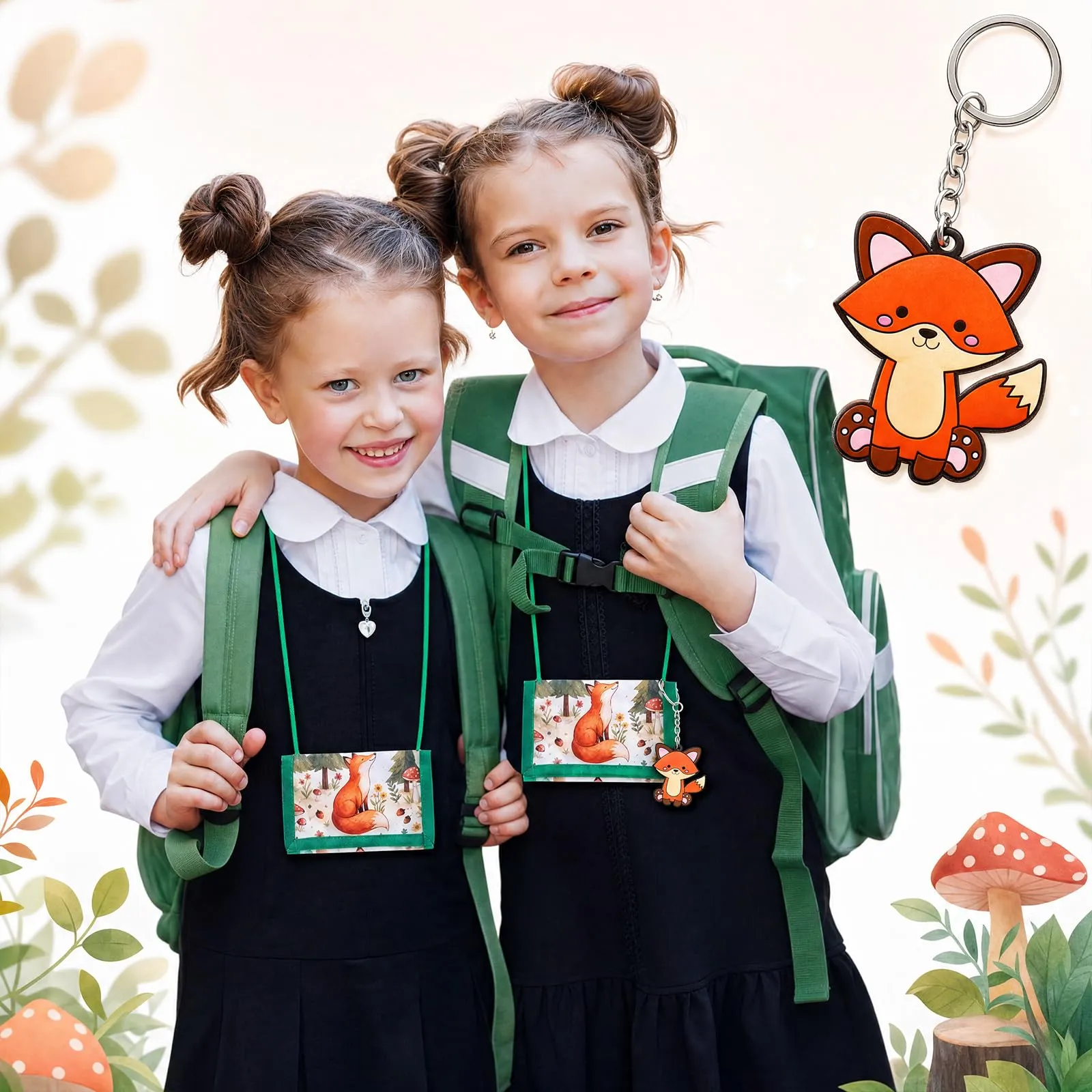 Hestya Portafoglio per Bambini e Ragazzi Portafoglio da Collo a Tre Scomparti con Diverse Fantasie Portamonete da Viaggio con Cordino e Portachiavi Regalo di Compleanno (Volpe) - immagine 7