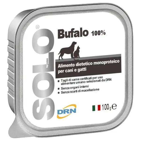 DRN Solo alimento monoproteico cane e gatto 100 gr Bufalo - confezione da 6 pezzi - Umido monoproteico cane - immagine 1