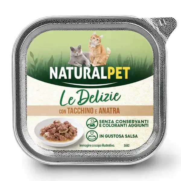 NaturalPet Cat Adult Le Delizie bocconcini in gustosa salsa 85 gr Tacchino e anatra - confezione da 6 pezzi - immagine 1