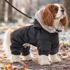 Cappotto per cani Neve in maglia elastica a coste sul torace Ferribiella Nero - 45 cm - immagine 1