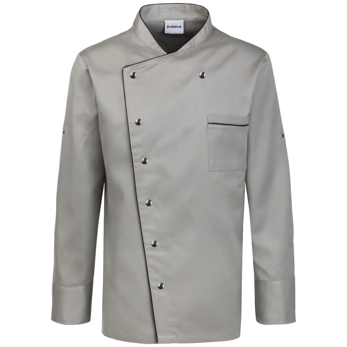 PULSIVA Giacca da cuoco Amadeus maniche lunghe; Taglia 60/62; grigio, bordino nero - immagine 1