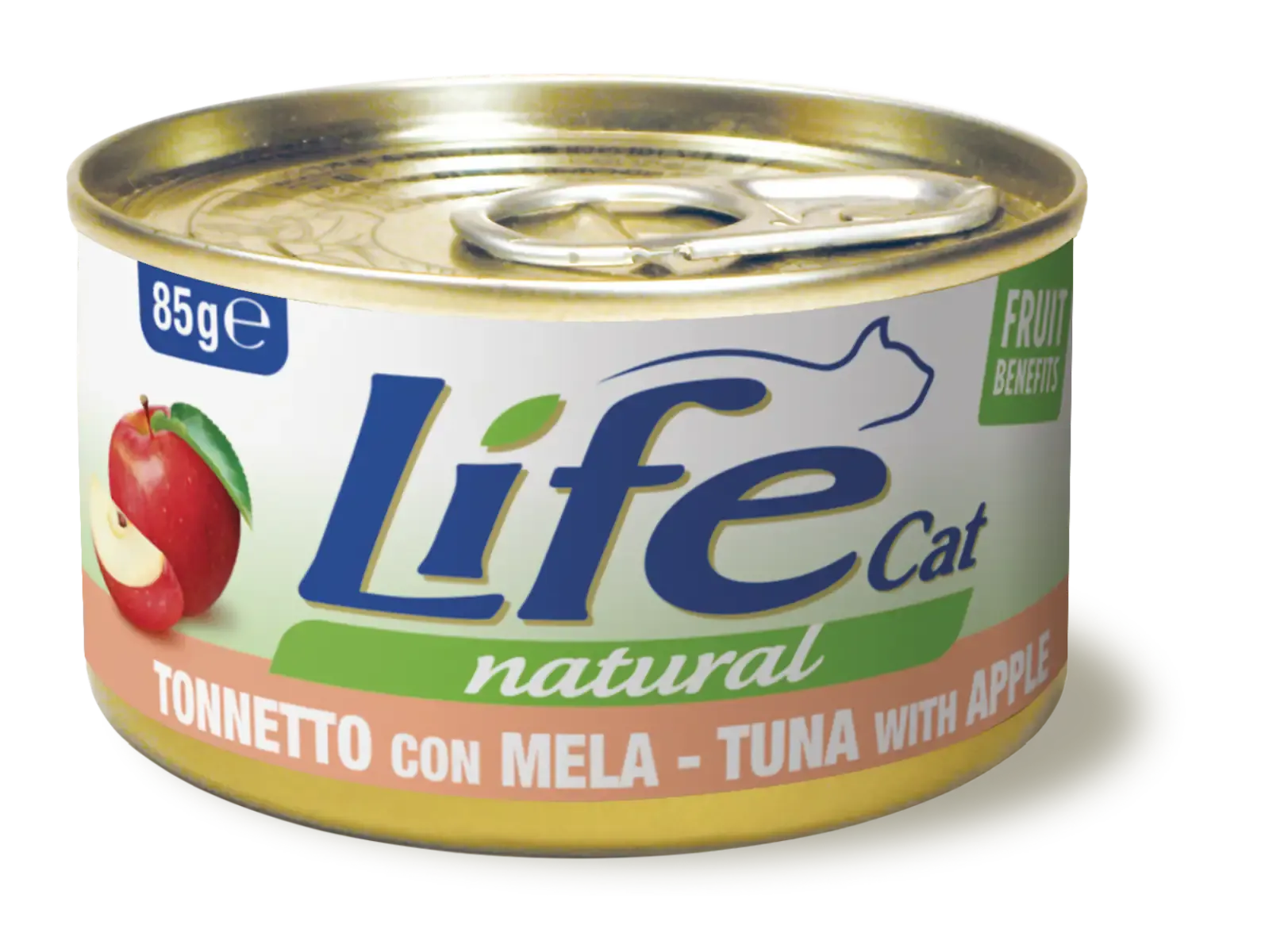 Life Cat Natural con Frutta 85 gr Tonnetto con mela - confezione da 24 pezzi - Cibo umido per gatti - immagine 1