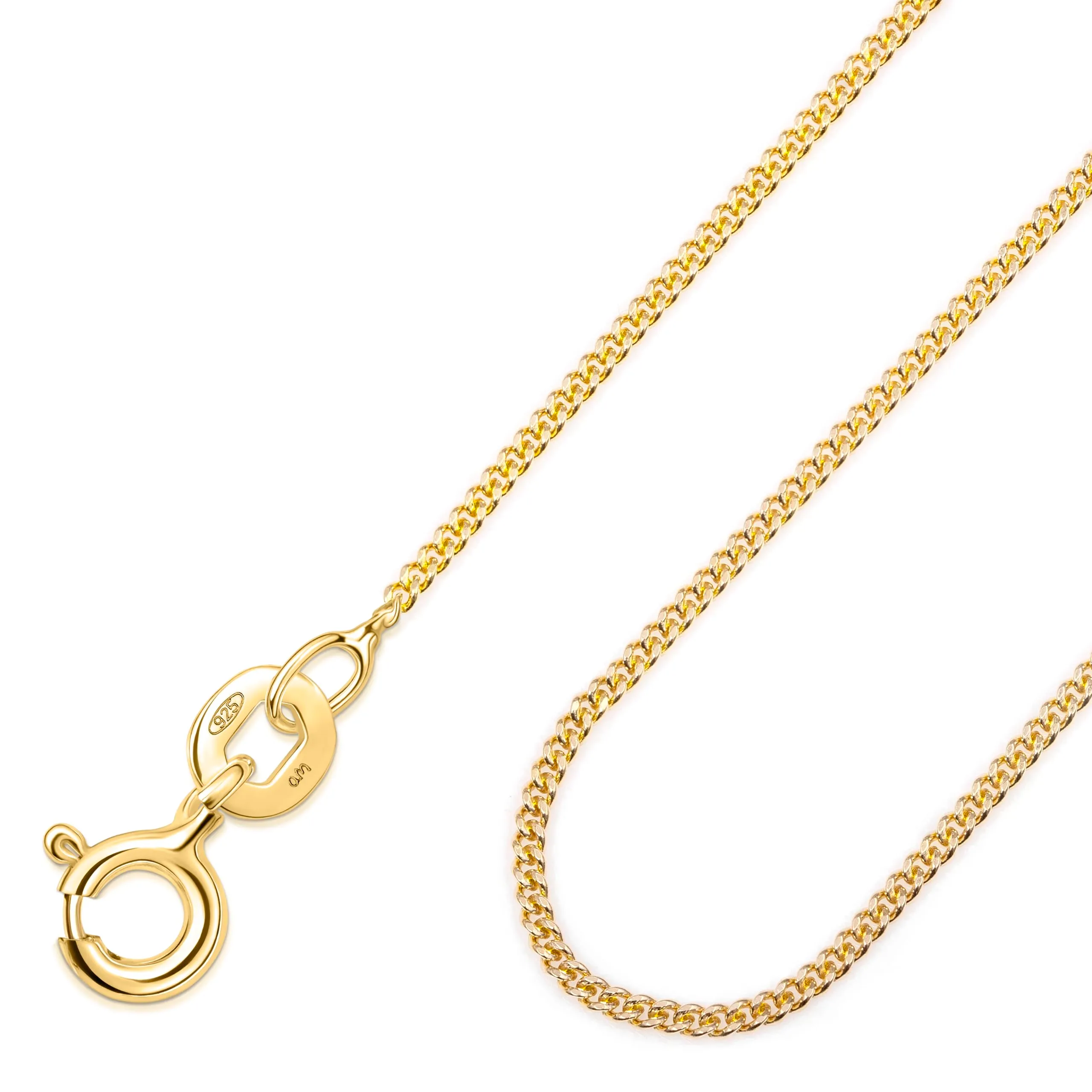 Amberta® Gioielli - Collanina - Catenina Argento Sterling 925 - Placcato Oro 18K - Modello Barbazzale - Larghezza 1.05 mm - Lunghezza: 60 cm - immagine 1
