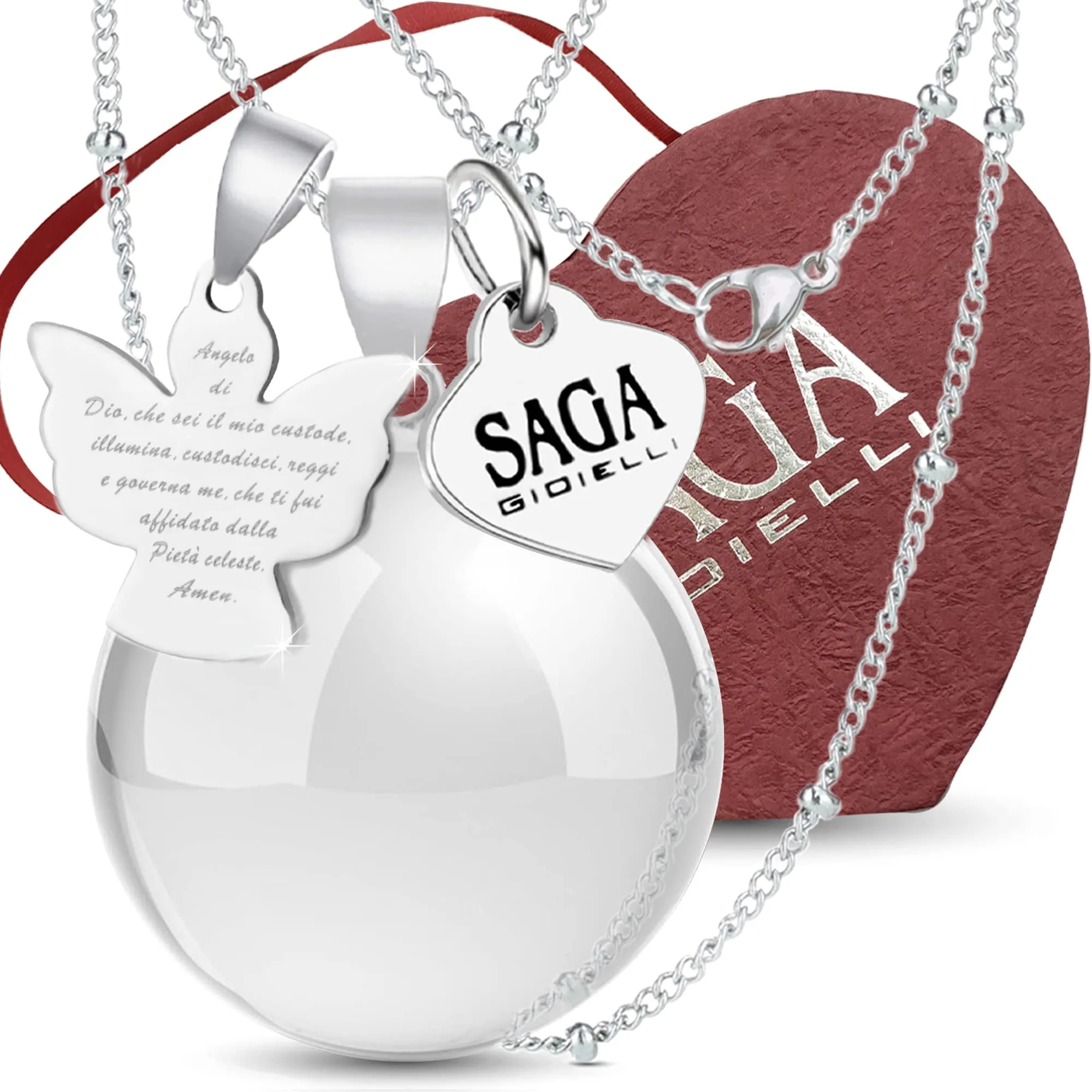 SAGA GIOIELLI® Collana Chiama Angeli Gravidanza Richiamo Degli Angeli Preghiera Angelo Di Dio - immagine 1