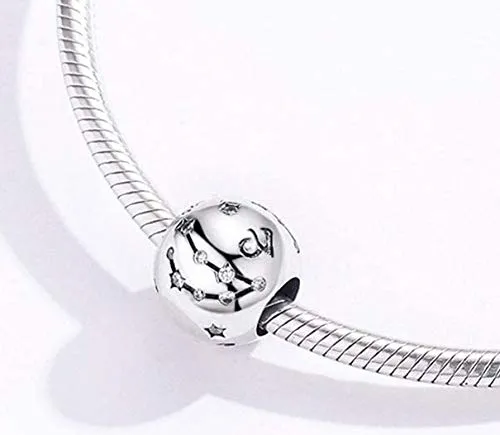 Maria Fonte Bead Charm Segno Zodiacale Capricorno in Argento Sterling 925, Compatibile con Le più Diffuse Marche di Braccialetti e collane. - immagine 2