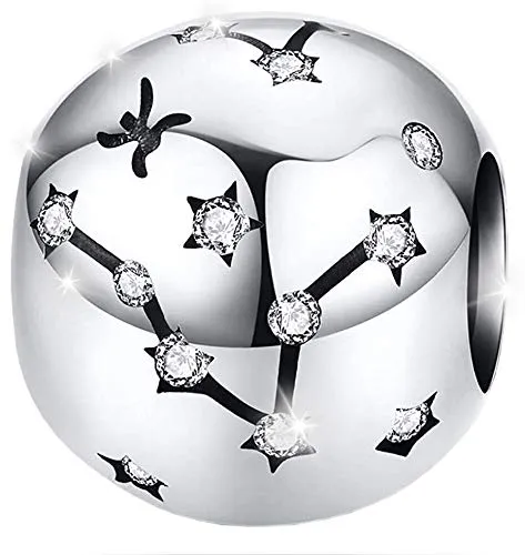 Maria Fonte Bead Charm Segno Zodiacale Pesci in Argento Sterling 925, Compatibile con Le più Diffuse Marche di Braccialetti e collane. - immagine 1