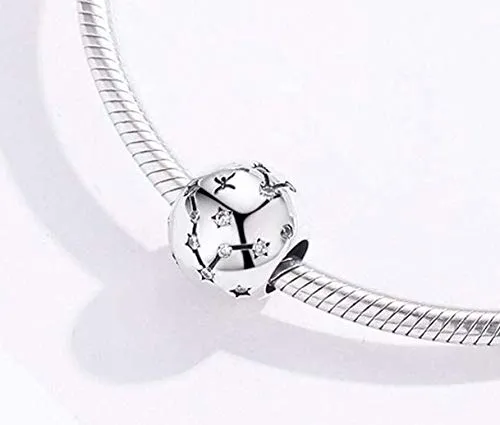 Maria Fonte Bead Charm Segno Zodiacale Pesci in Argento Sterling 925, Compatibile con Le più Diffuse Marche di Braccialetti e collane. - immagine 3