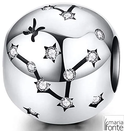 Maria Fonte Bead Charm Segno Zodiacale Pesci in Argento Sterling 925, Compatibile con Le più Diffuse Marche di Braccialetti e collane. - immagine 5