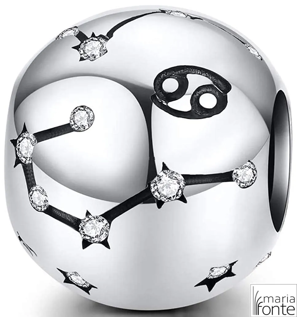 Maria Fonte Bead Charm Segno Zodiacale Cancro in Argento Sterling 925, Compatibile con Le più Diffuse Marche di Braccialetti e collane. - immagine 5