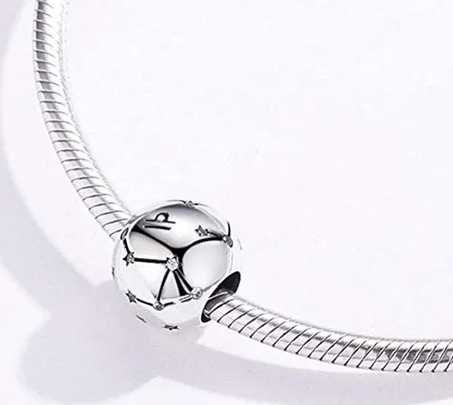 Maria Fonte Bead Charm Segno Zodiacale Bilancia in Argento Sterling 925, Compatibile con Le più Diffuse Marche di Braccialetti e collane. - immagine 2